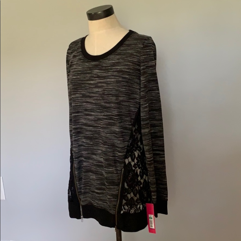 Black Lace back and zipper tunic NWT